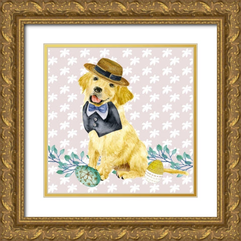 Easter Pups III Gold Ornate Wood Framed Art Print with Double Matting by Wang, Melissa