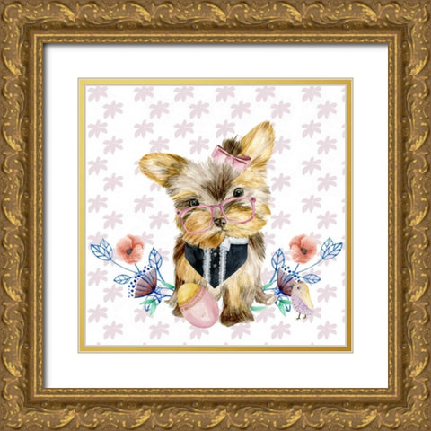 Easter Pups IV Gold Ornate Wood Framed Art Print with Double Matting by Wang, Melissa