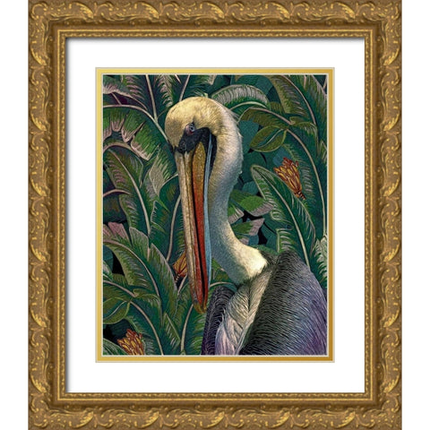 Primal Pelicana Gold Ornate Wood Framed Art Print with Double Matting by Hunziker, Steve