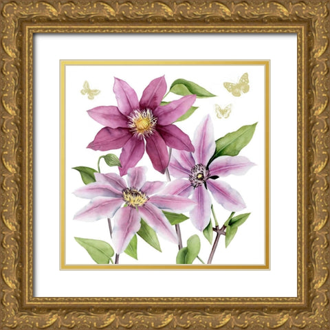 Clematis Climb I Gold Ornate Wood Framed Art Print with Double Matting by Popp, Grace