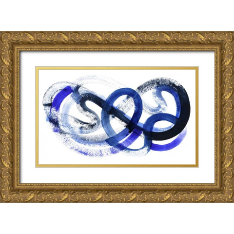 Blue Kinesis II Gold Ornate Wood Framed Art Print with Double Matting by Popp, Grace