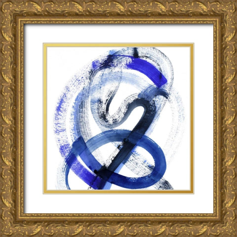 Blue Kinesis III Gold Ornate Wood Framed Art Print with Double Matting by Popp, Grace