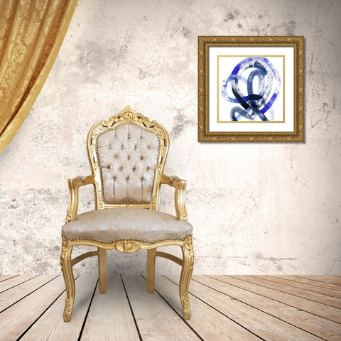 Blue Kinesis IV Gold Ornate Wood Framed Art Print with Double Matting by Popp, Grace