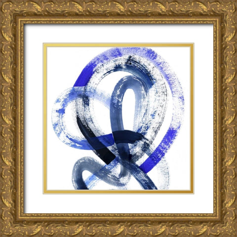 Blue Kinesis IV Gold Ornate Wood Framed Art Print with Double Matting by Popp, Grace