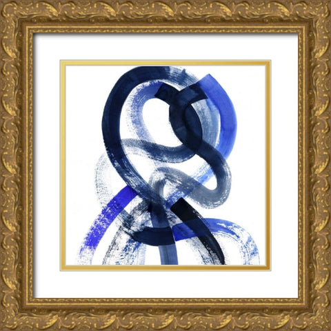 Blue Kinesis V Gold Ornate Wood Framed Art Print with Double Matting by Popp, Grace