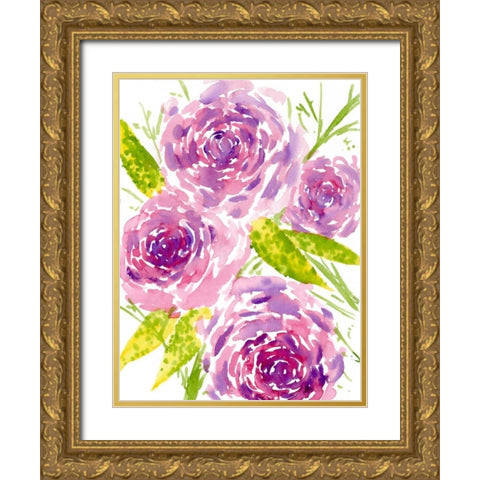 Bouquet Rose II Gold Ornate Wood Framed Art Print with Double Matting by Wang, Melissa