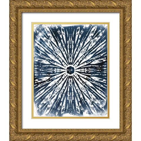 Indigo Ink Motif I Gold Ornate Wood Framed Art Print with Double Matting by Vess, June Erica