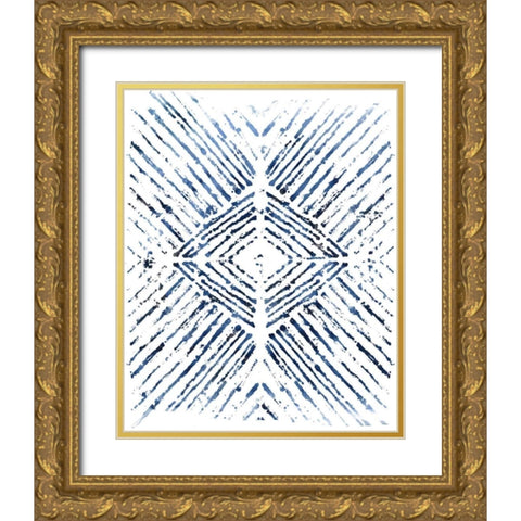 Indigo Ink Motif VI Gold Ornate Wood Framed Art Print with Double Matting by Vess, June Erica