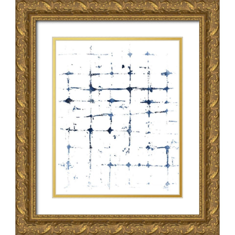 Indigo Ink Motif VII Gold Ornate Wood Framed Art Print with Double Matting by Vess, June Erica