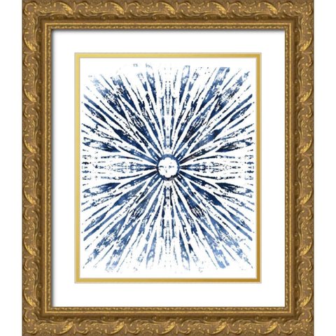 Indigo Ink Motif VIII Gold Ornate Wood Framed Art Print with Double Matting by Vess, June Erica