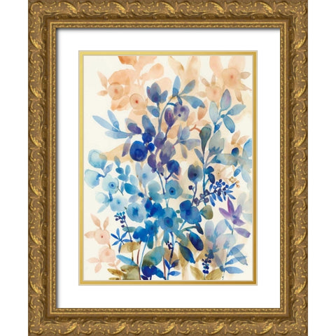 Blueberry Floral I Gold Ornate Wood Framed Art Print with Double Matting by OToole, Tim