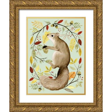 Autumn Wreath I Gold Ornate Wood Framed Art Print with Double Matting by Popp, Grace