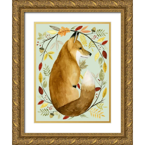 Autumn Wreath II Gold Ornate Wood Framed Art Print with Double Matting by Popp, Grace