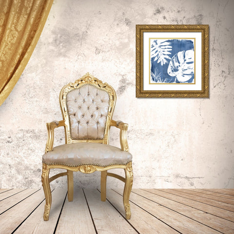 Tropical Indigo Impressions IV Gold Ornate Wood Framed Art Print with Double Matting by Vess, June Erica