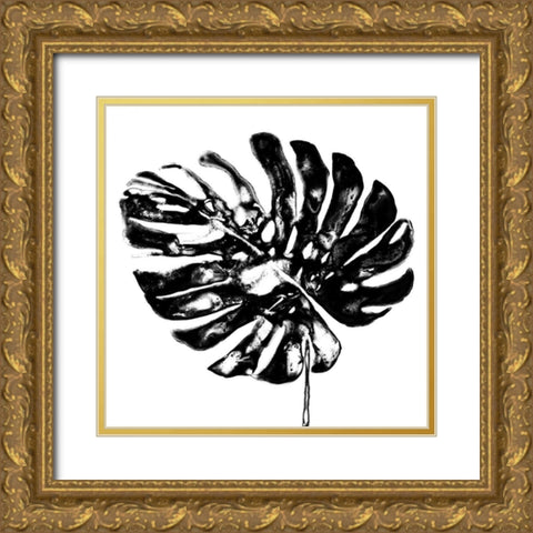 Monochrome Tropic V Gold Ornate Wood Framed Art Print with Double Matting by Vess, June Erica