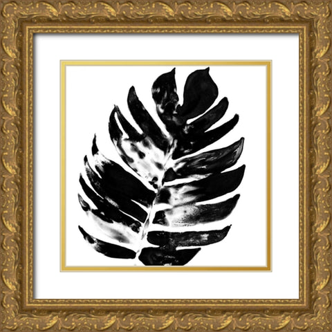 Monochrome Tropic VII Gold Ornate Wood Framed Art Print with Double Matting by Vess, June Erica