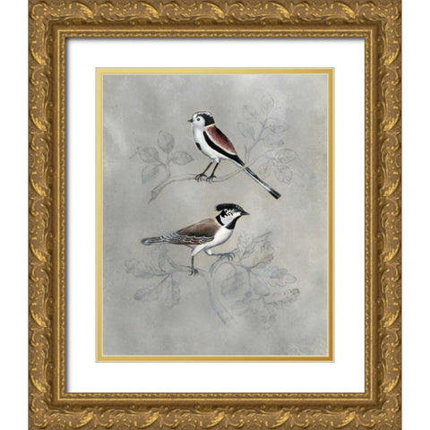 Silvered Aviary IV Gold Ornate Wood Framed Art Print with Double Matting by McCavitt, Naomi