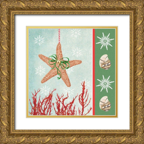 Christmas Coastal III Gold Ornate Wood Framed Art Print with Double Matting by Reynolds, Jade