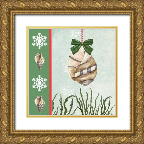 Christmas Coastal IV Gold Ornate Wood Framed Art Print with Double Matting by Reynolds, Jade