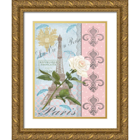 La Vie en Rose I Gold Ornate Wood Framed Art Print with Double Matting by Reynolds, Jade
