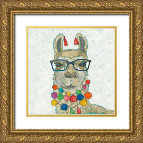 Llama Love with Glasses I Gold Ornate Wood Framed Art Print with Double Matting by Zarris, Chariklia
