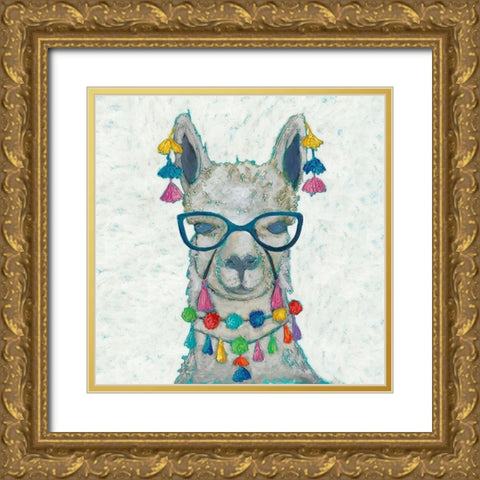 Llama Love with Glasses II Gold Ornate Wood Framed Art Print with Double Matting by Zarris, Chariklia