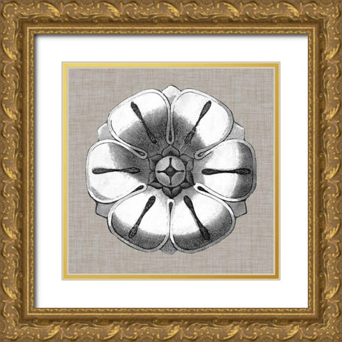 Neutral Rosette Detail I Gold Ornate Wood Framed Art Print with Double Matting by Vision Studio
