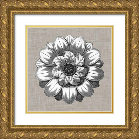 Neutral Rosette Detail IV Gold Ornate Wood Framed Art Print with Double Matting by Vision Studio