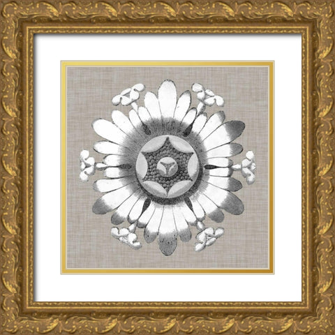 Neutral Rosette Detail V Gold Ornate Wood Framed Art Print with Double Matting by Vision Studio