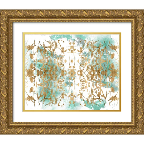 Verdant Mirror I Gold Ornate Wood Framed Art Print with Double Matting by Goldberger, Jennifer