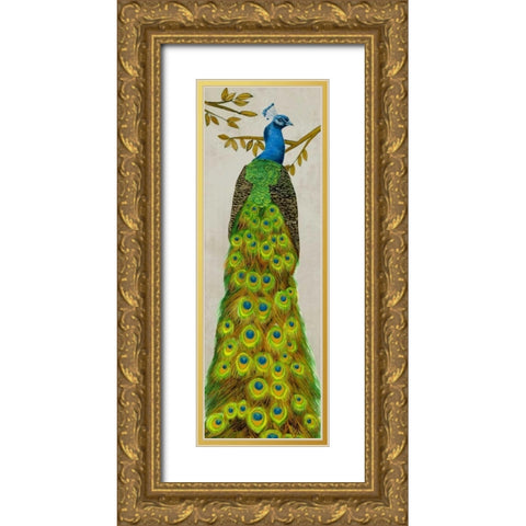 Vintage Peacock I Gold Ornate Wood Framed Art Print with Double Matting by Wang, Melissa