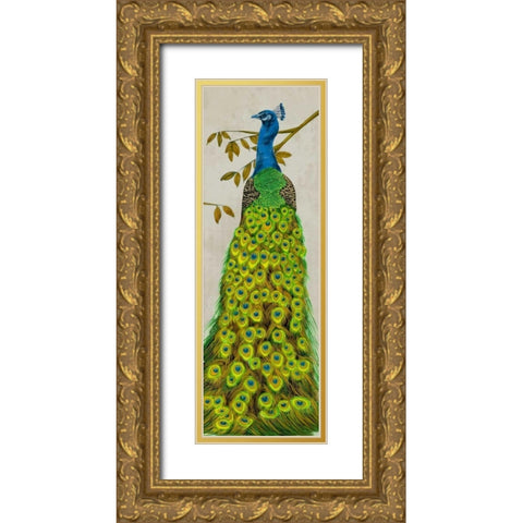 Vintage Peacock II Gold Ornate Wood Framed Art Print with Double Matting by Wang, Melissa