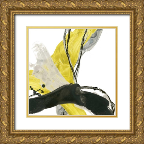 Citron Flux III Gold Ornate Wood Framed Art Print with Double Matting by Vess, June Erica