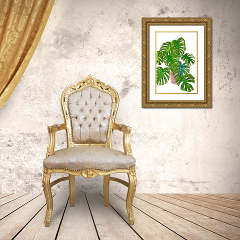 Potted Jungle I Gold Ornate Wood Framed Art Print with Double Matting by Wang, Melissa