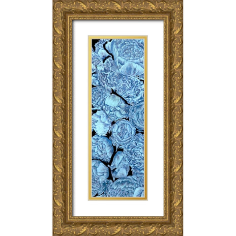 Blue Peonies I Gold Ornate Wood Framed Art Print with Double Matting by Wang, Melissa