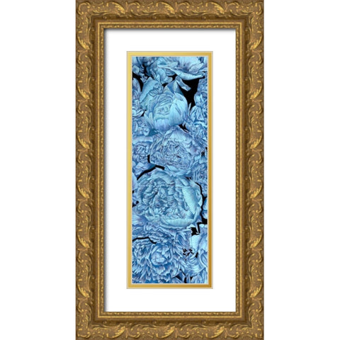 Blue Peonies II Gold Ornate Wood Framed Art Print with Double Matting by Wang, Melissa