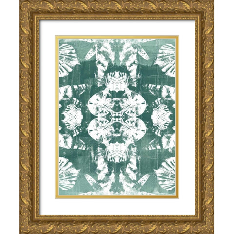 Sea Green Kaleidoscope IV Gold Ornate Wood Framed Art Print with Double Matting by Vess, June Erica