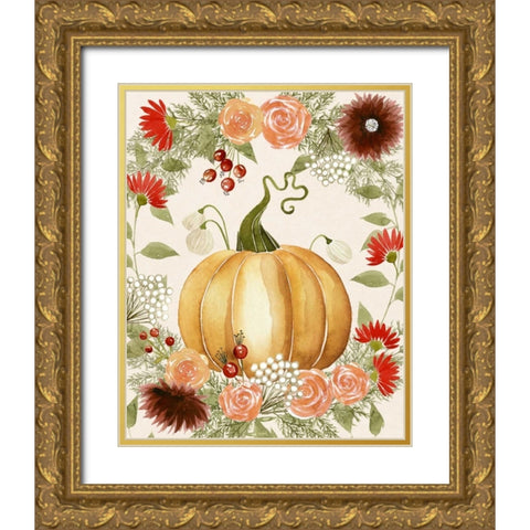 Red Autumn I Gold Ornate Wood Framed Art Print with Double Matting by Popp, Grace