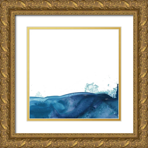 Splash Wave V Gold Ornate Wood Framed Art Print with Double Matting by Vess, June Erica