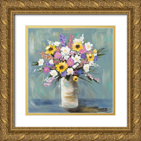 Mixed Pastel Bouquet I Gold Ornate Wood Framed Art Print with Double Matting by Reynolds, Jade