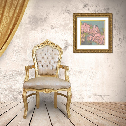 Blush Pink Flowers II Gold Ornate Wood Framed Art Print with Double Matting by Goldberger, Jennifer