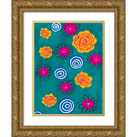 Flower Pop II Gold Ornate Wood Framed Art Print with Double Matting by Moore, Regina