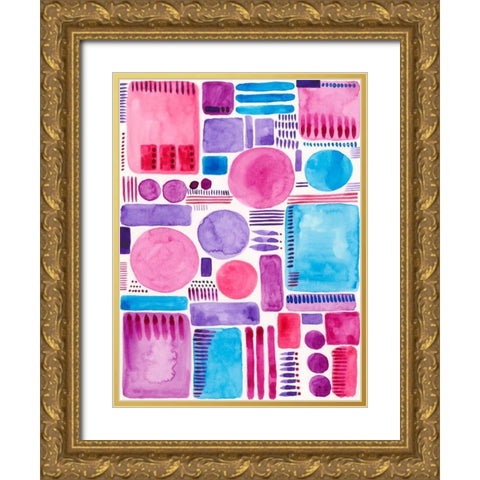 Mod Shapes I Gold Ornate Wood Framed Art Print with Double Matting by Moore, Regina