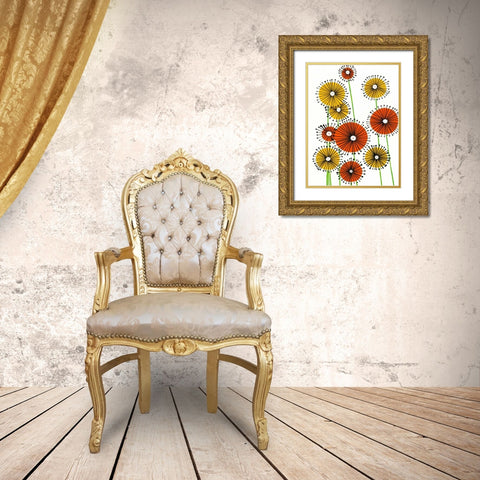 Flower Wheels I Gold Ornate Wood Framed Art Print with Double Matting by Moore, Regina