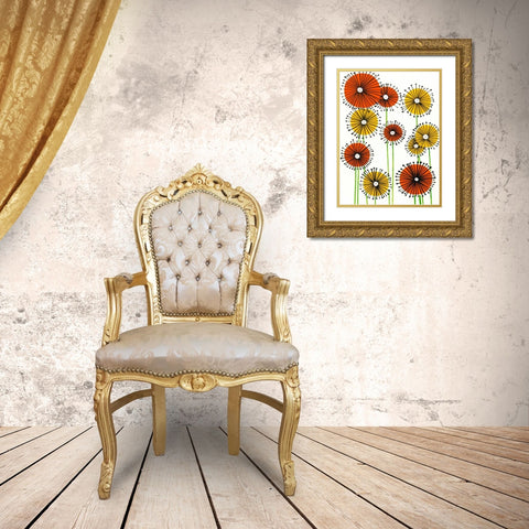 Flower Wheels II Gold Ornate Wood Framed Art Print with Double Matting by Moore, Regina