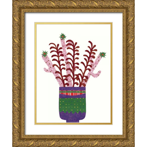 Cheerful Succulent II Gold Ornate Wood Framed Art Print with Double Matting by Moore, Regina