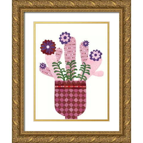 Cheerful Succulent III Gold Ornate Wood Framed Art Print with Double Matting by Moore, Regina