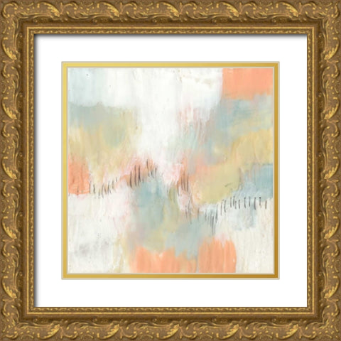 Stitched Pastels II Gold Ornate Wood Framed Art Print with Double Matting by Goldberger, Jennifer
