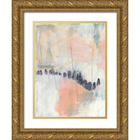 Blush and Navy I Gold Ornate Wood Framed Art Print with Double Matting by Goldberger, Jennifer