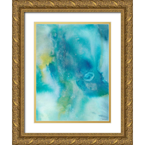 Sea Jade I Gold Ornate Wood Framed Art Print with Double Matting by Combs, Joyce